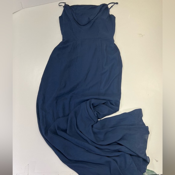 WAYF The Melanie Cowl Neck Gown New With Tags Size Small Navy Blue Bridesmaid - Picture 2 of 15